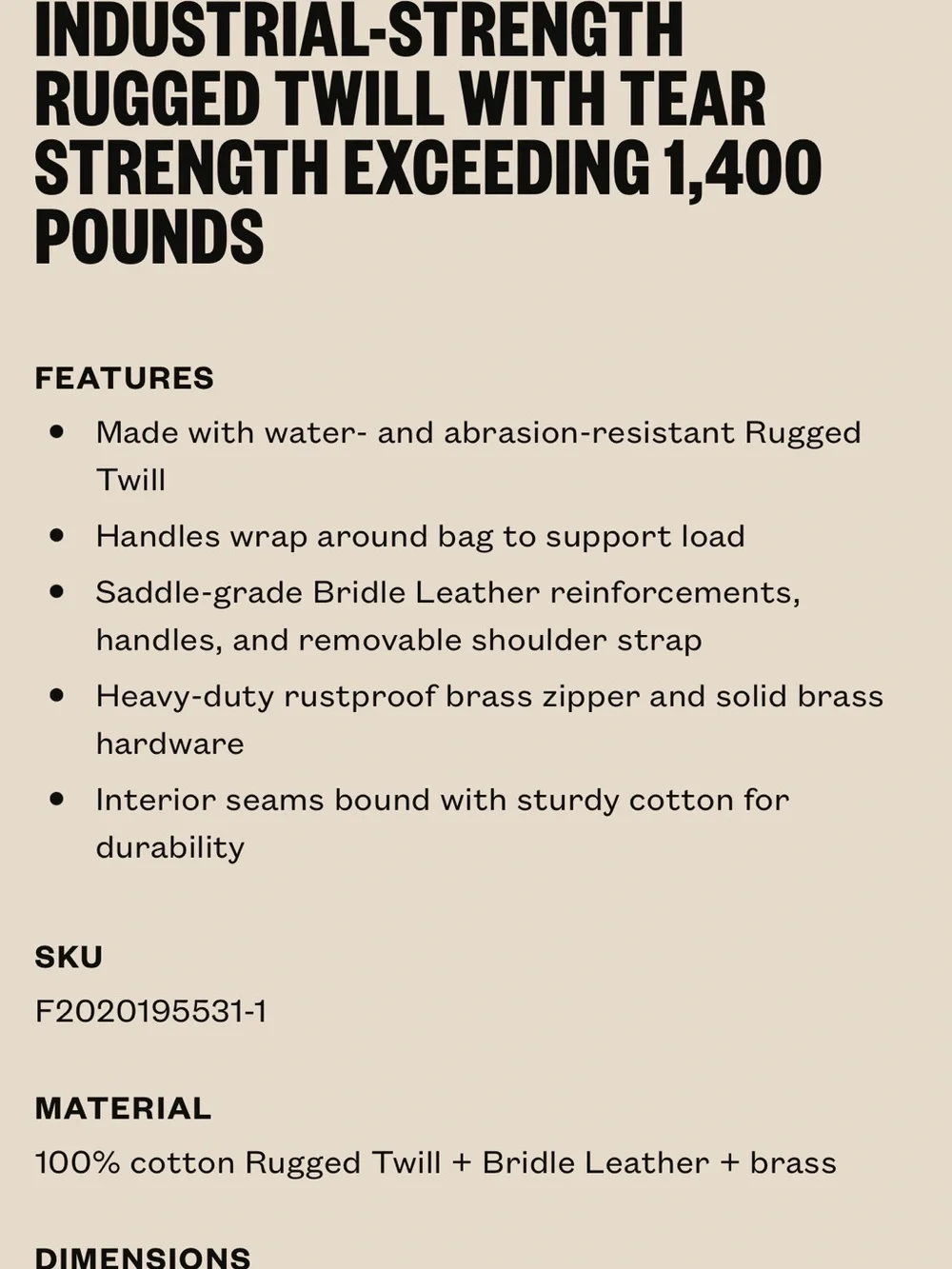 Filson MEDIUM RUGGED TWILL DUFFLE BAG